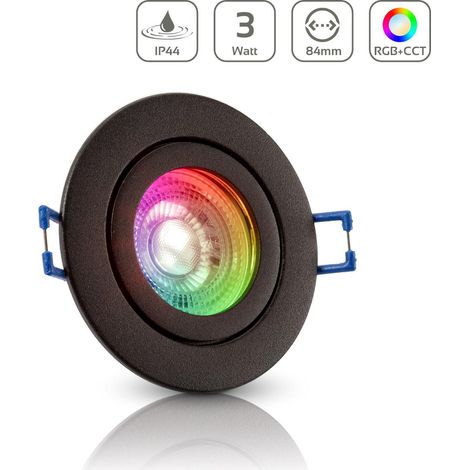 Einbauspot IP44 rund starr - Farbe: schwarz - LED Leuchtmittel: GU10 5W RGB+CCT