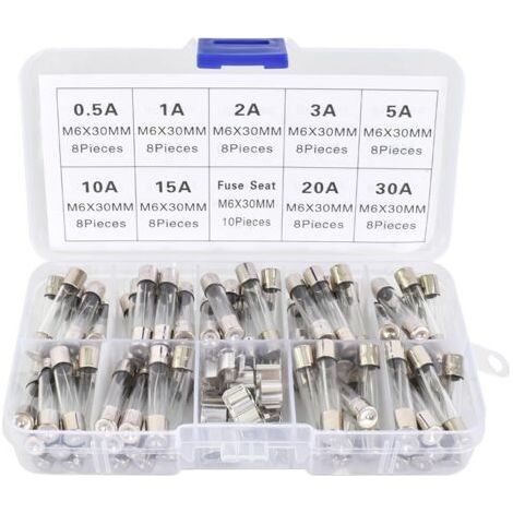 72 Fusible, 6x30mm, Verre, 9 Valeurs, 250V, Support, Automobile (1/5)