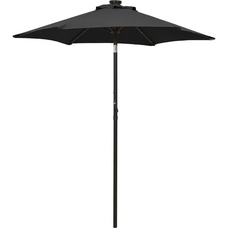Ombrellone con luci LED 200 x 211 cm alluminio nero