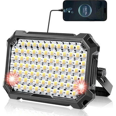 12.000W LED-Arbeitsleuchte, 1.400 lm, 12.000 mAh, 4 Beleuchtungsmodi, IP65 wasserdicht, wiederaufladbar für den Einsatz im Freien und in Notfällen. (1/5)
