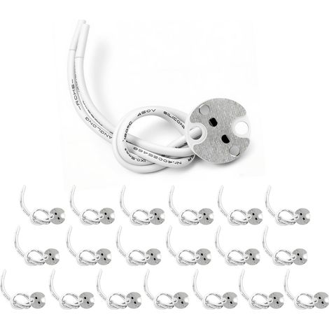 Douille GU5.3 MR16 Céramique, Base avec 12CM/120MM Câbles en Silicone, Douille GU5.3 pour Spot LED Halogène, 20 Pièces (1/5)