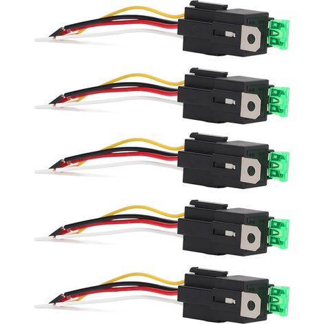 Kit de 5 relais automobiles 12 V CC 30 A à 4 broches et 4 fils avec embases de verrouillage pour véhicule (1/5)