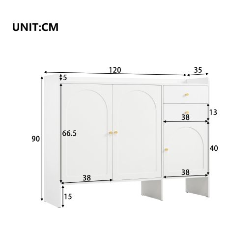 Meuble à chaussures 3 portes et 2 tiroirs – Sécurisation antichute, pour entrée/couloir, blanc, dimensions L 120 x H 90 x P 35 cm – Organisation sécurisée (1/5)