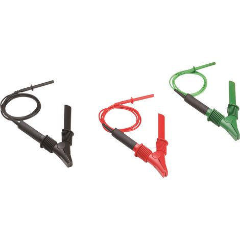 Fluke TLK1550-RTLC Sicherheits-Messleitungs-Set Krokoklemmen Lamellenstecker 4 mm  Rot, Schwarz, Grü