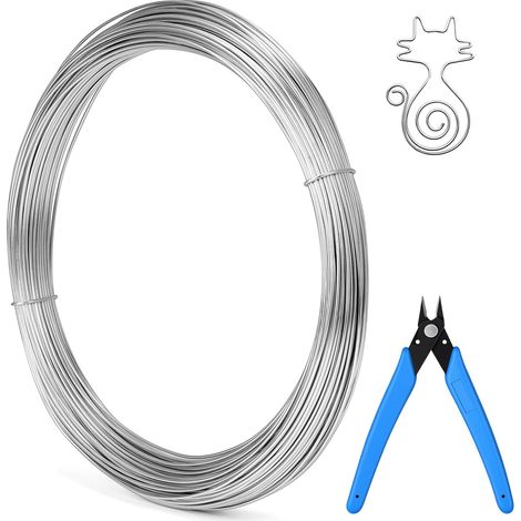 Fil d'Artisanat en Aluminium 1mm x 55m, Flexible Fil Aluminium Argent Sculpture, Fil Métallique avec Pince Coupante Pour Bijoux, Modelage, Sculpture, Loisirs Créatifs Et DIY(1mm x 55m) (1/5)