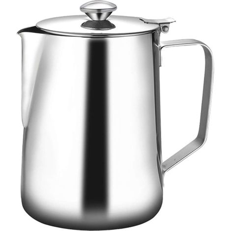 Pot à Lait Moussant Tasse à Café en Acier Inoxydable de Grande Capacité Avec un Couvercle-1500ML (1/5)