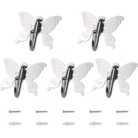 Patères murales pour chambre de fille, lot de 5, accessoires de rangement pour manteau, écharpe, chapeau, serviette, peignoir et clés (1/5)