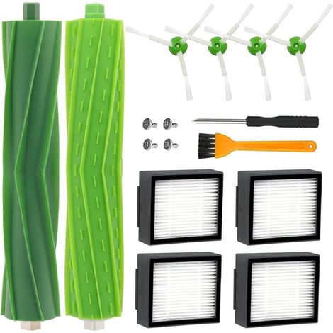 Accessori di ricambio per aspirapolvere Roomba j7 j7+ i7 i7+ i7 Plus E5 E6 E7 8 i8+ i6 i6+ i3 i3+ i4 i4+ Pezzi di ricambio, 4 filtri, 4 spazzole laterali, 2 spazzole in gomma -Crezuo