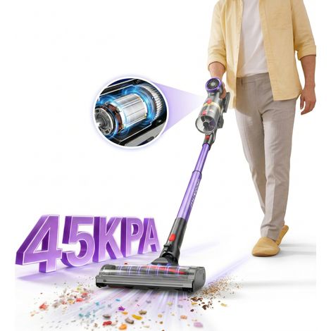 Aspirateur balai sans fil Muvano FC28 45KPa, autonôme, anti-emmêlement, batterie amovible, tube télescopique, LED
