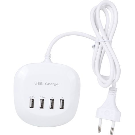 t Chargeur Mural USB Multi-Ports Chargeur Mural 100-240V Chargeur USB Chargeur USB pour Plusieurs appareils Barrette d'alimentation à Chargement Rapide avec Prise et Cordon (UE) (1/5)