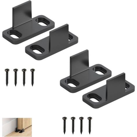 4 piezas, Clip guía de suelo para puerta corredera, Para puertas correderas de cristal, puertas de granero, puertas de madera, 45×20×24 mm, Negro (1/5)