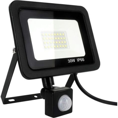 Foco LED exterior de 30 W con sensor de movimiento, iluminación de seguridad de 6000 K para jardín y garaje - KZQ