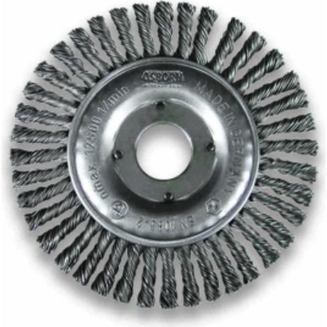 Brosse circulaire en acier Rhodius SRBZ avec fils d'acier torsadés pour meuleuses angulaires, 115 x 12 x 23 x 22,23 mm