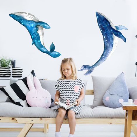 BEBUSINGOTO Sticker Mural Style Méditerranéen Sticker Mural Baleine Adhésif (1/5)