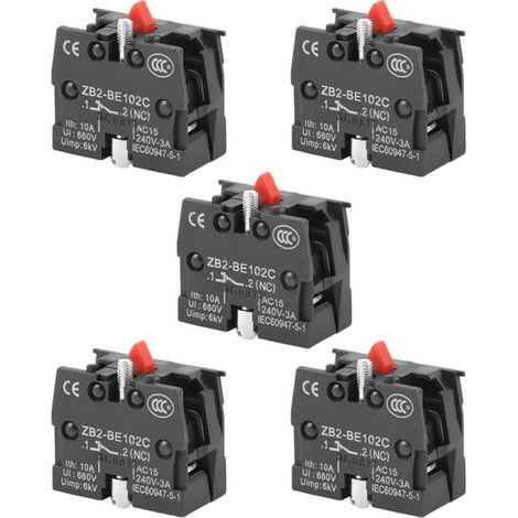 Pack of 5 pushbuttons 10 A 600 V ZB2-BE101C/BE102C NO NC, ZB2-BE102C