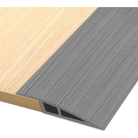 Barre de Seuil Adhésive - 1 Rouleau - PVC Grain de Bois Gris - Rattrapage de Niveau 5-10mm - Transition Sol Intérieur - 100x5cm (1/5)