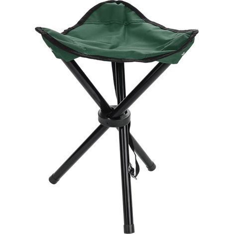 Chaise pliante portative trépied pour camping extérieur, randonnée, pêche, pique-nique, barbecue, voyage (Vert, Taille L) (1/5)