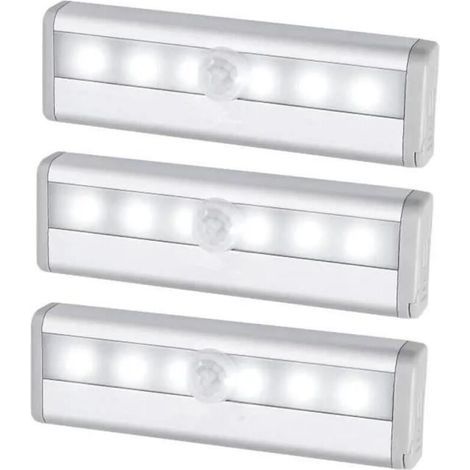 (Weiß) 3er-Pack Bewegungsmelderlampen, automatische Nachtlichter, Schranklampen, Treppenhauslampen, Küchenschranklampen, Nachtlichter (1/4)