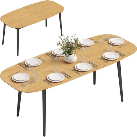 Cuisine 160-200 cm doté de Étagère, Marron Table à Manger Extensible 8 Personnes, Table de (1/5)