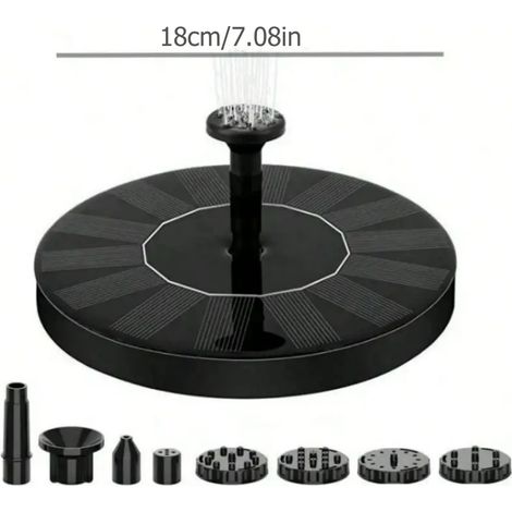 Fontaine solaire (18 cm, sans éclairage) avec pompe et jet d'eau automatique pour jardin extérieur, bassin, étang ou abreuvoir à oiseaux. Idéale pour la cour, le bassin ou tout autre lieu de détente. (1/5)