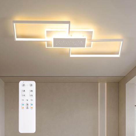 Antenlicht-Plafonnier LED Rectangular Blanc 50W,80cm,Dimmable 3000K-6500K,Acrylique,Télécommande,Mode Veilleuse,pour Salon Chambre[Classe E] (1/5)