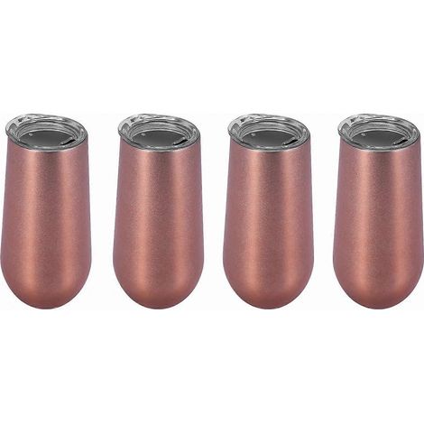 Isolierter Weinbecher aus Edelstahl mit Deckel – 177 ml, Roségold (4er-Pack)