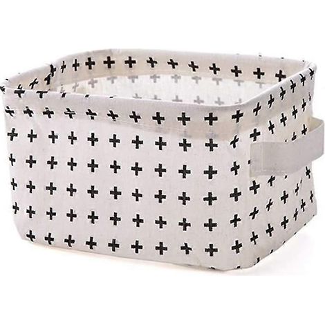 Petite boîte de rangement noire en tissu non tissé, pliable et portable, pour petits objets. (1/5)