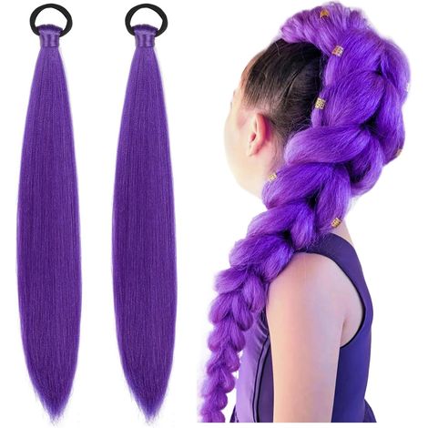 Extra lange, lila geflochtene Haarverlängerungen, 66 cm (26 Zoll), für Kinder und Frauen, strukturiertes afrikanisches Yaki-Haar, lila Extensions für Kostüme, Cosplay, Bühne, Karneval (1/5)
