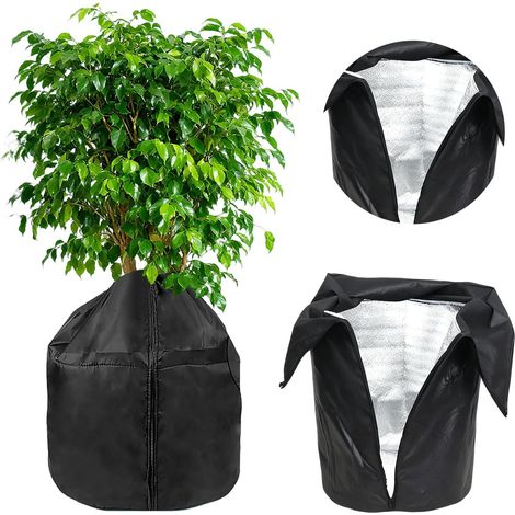 Protection thermique pour plantes, 45 x 50 cm, protection de pot pour plantes en pot, arbustes, arbres - Avec fermeture éclair et cordon de serrage (1/5)