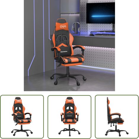 Gamingstuhl Schwarz Orange - vidaXL Gaming-Stuhl mit Fußstütze Schwarz und Orange Kunstleder - Gamingstuhl mit Liegefunktion (1/5)