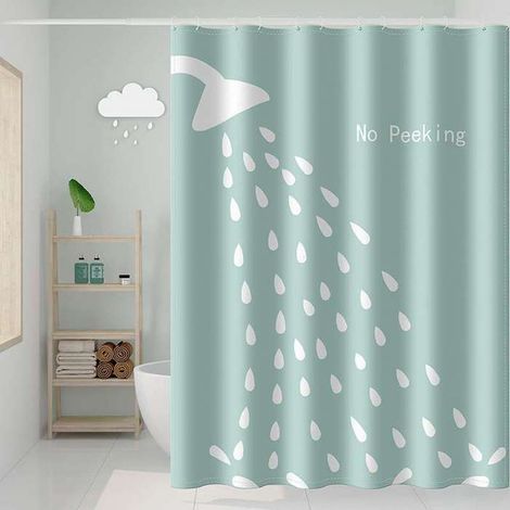 Rideau de douche - Imperméable et anti-moisissure - Polyester - Avec crochets, lavable en machine - 150 x 180 cm - Vert