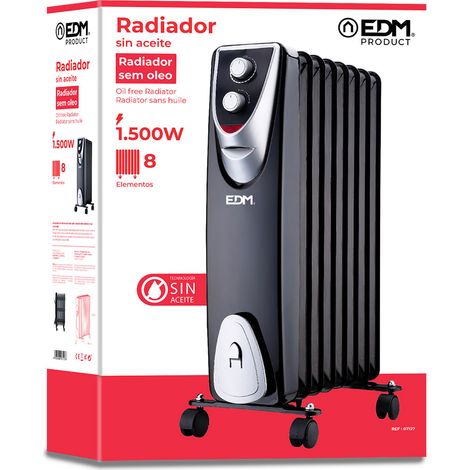 Radiador EDM 07127 Black Edition Negro/Gris 1500 W