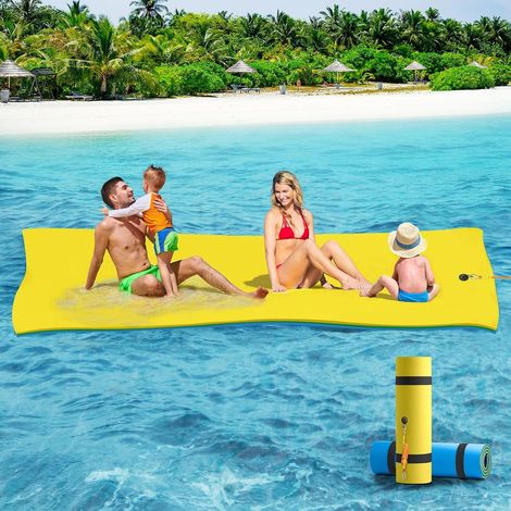 Tapis flottant CTSC - Île flottante - Tapis d'eau flottant 3 couches, trampoline aquatique pour adultes, tapis en mousse XPE résistant aux déchirures pour lac, plage, mer et piscine (1/5)