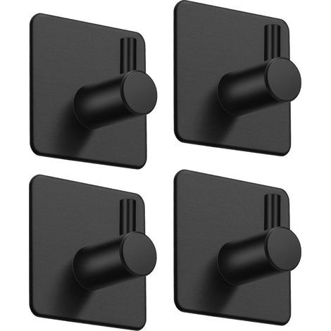 Set di 4 ganci da bagno, in acciaio inox, neri (1/5)