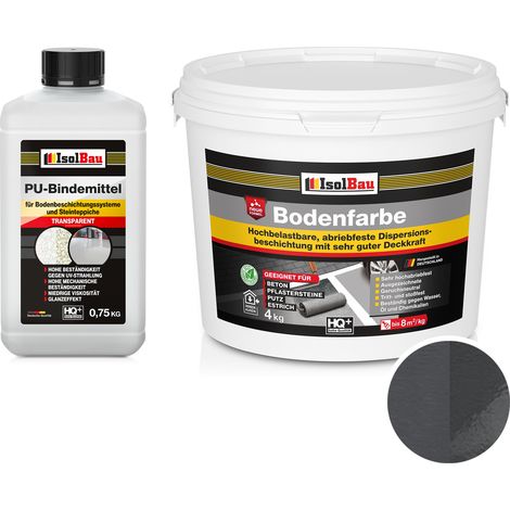 IsolBau 2K Pintura de resina para suelos para hormigón Bodenbeschichtung 4kg Antracita (1/5)