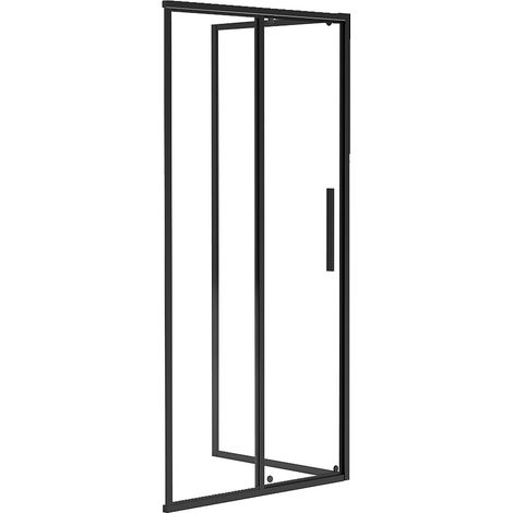 Parete doccia con porta scorrevole nero opaco stile industriale 140 x 80 x 195 cm - TORONI (1/4)