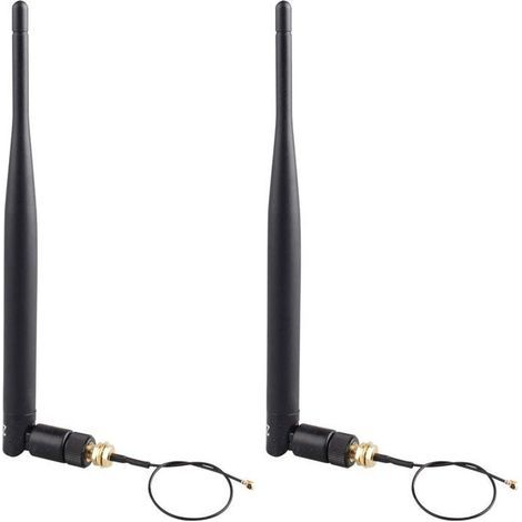 Lot De 2 Antennes De Routeur Sans Fil 2,4 G 5,8 G À Gain Élevé 5Dbi Wifi Omnidirectionnelle Rp-Sma Connecteur Femelle Avec 15 Cm (1/4)