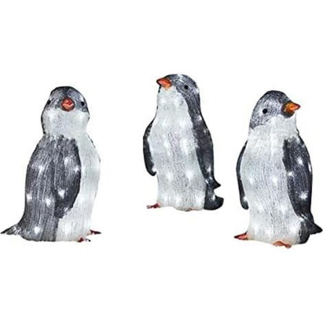 Décoration de Noël Pingouin Lumineux, Pingouin Lumineux à LED, Décoration Extérieure pour Pelouse et Jardin (3 pièces, Big B) (1/5)