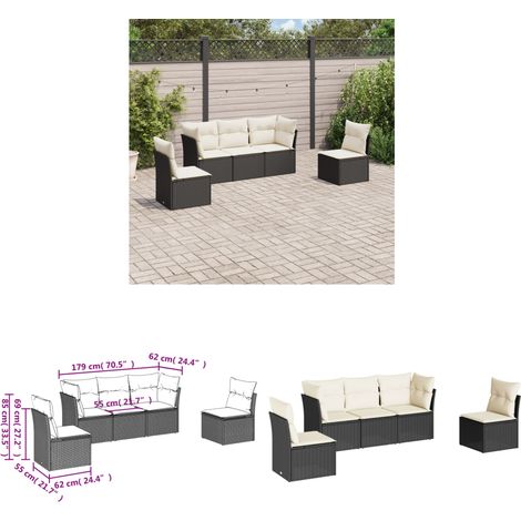 5-tlg. Garten-Sofagarnitur mit Kissen Schwarz Poly Rattan - Gartensorte - Outdoor Möbel - Lounge Set - Gartenlounge - Rattan Sofa - Home & Living (1/3)