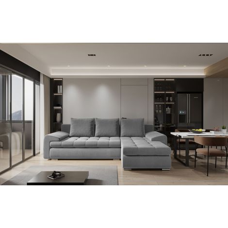 Kaiser Möbel Elegantes und modernes Ecksofa TOMI Castel Grau Rechts (1/4)