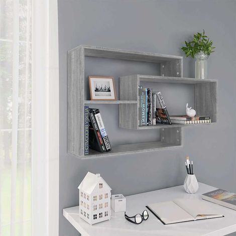 Wall Shelf Grey Sonoma 104x20x58,5 cm Engineered Wood vidaXL