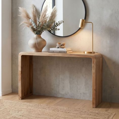 Console arrondie 120x35x79 cm en bois d'acacia massif naturel (1/5)