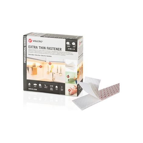 Ruban adhésif de fermeture VELCRO® Extra-fin 20mm x 5m blanc (1/7)