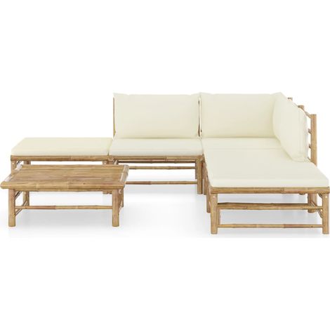 Maison Exclusive - Set Salotto da Giardino 6pz con Cuscini Bianco Crema in Bambù