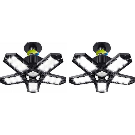 Lot de 2 Plafonniers LED Réglables 120 W 12000 lm pour Garage et Atelier E26/E27 (1/4)