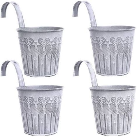 4 Pièces Pots De Plantes Avec Crochets Rétro Seau Suspendu Seau Crochet Seau Galvanisé Pots De Plantes En Étain (1/5)