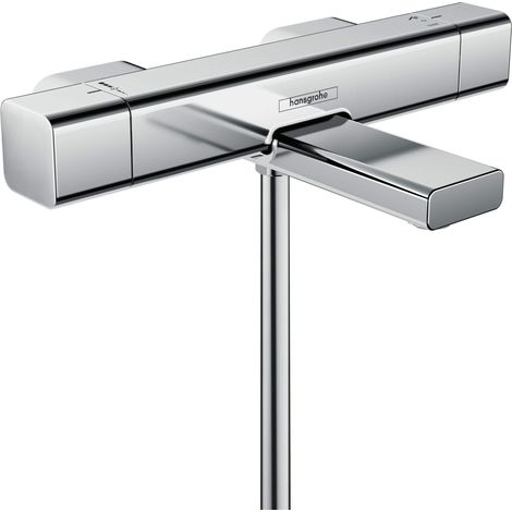 Ecostat E - Mitigeur baignoire thermostatique, Robinet de baignoire avec arrêt de sécurité à 40°C, Thermostat carré, 2 sorties, Chromé, 15774000 (1/5)