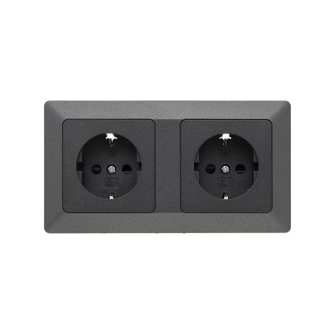 MILOS Set 2 Steckdosen, 250V, 16A, Anthrazit (1/5)