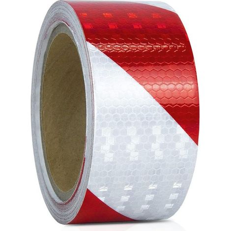 Bande réfléchissante autocollante rouge et blanc 5m x 5cm – Haute intensité pour véhicules et remorques – Technologie micro-prismes pour visibilité nocturne - Adhesif5mx5cm (1/5)