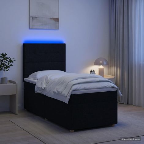 Lit boxspring avec matelas Noir 100 x 200 cm Tissu (1/5)